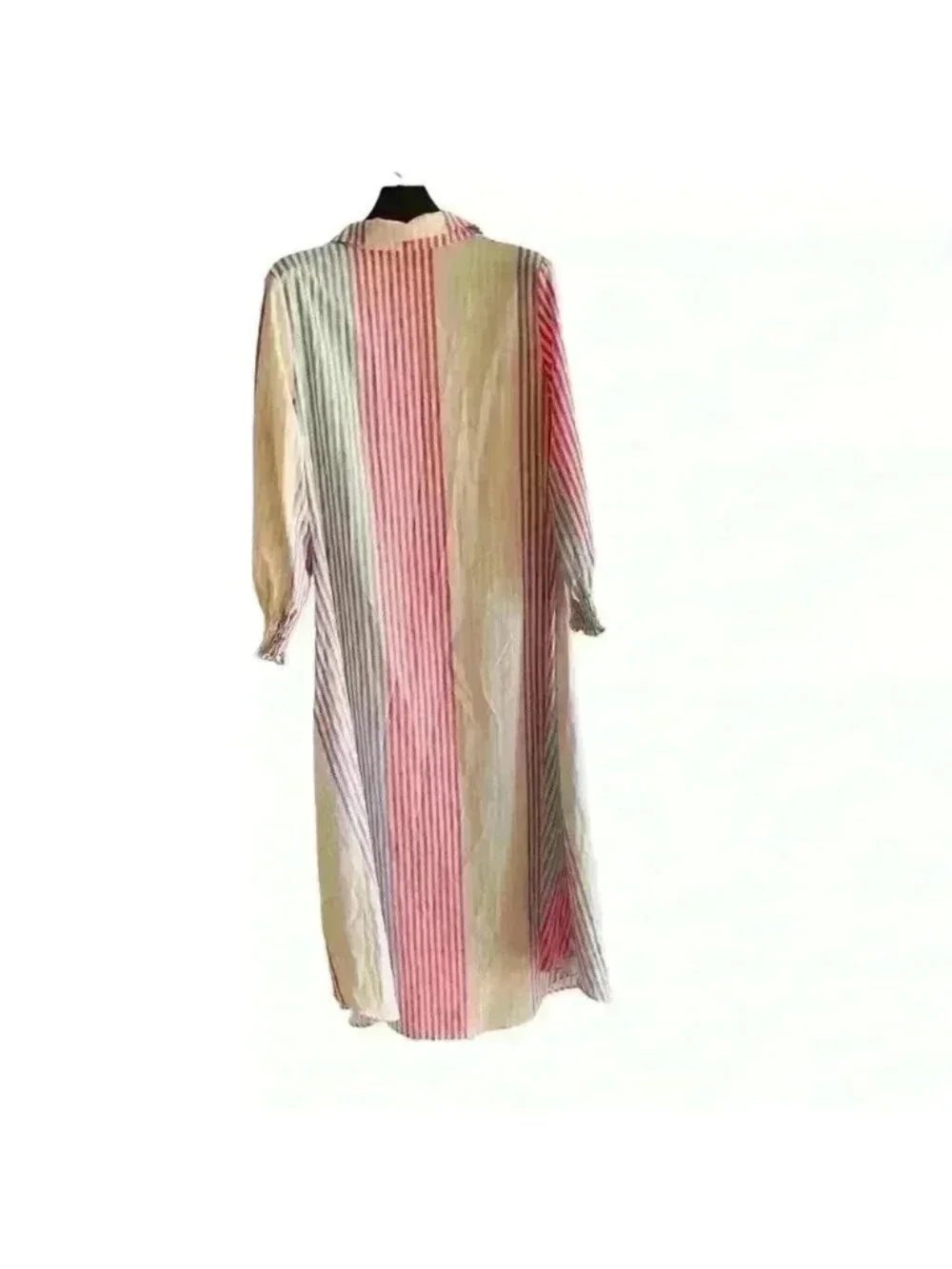 New Striped button down ladies Size large maxi curved hem dress